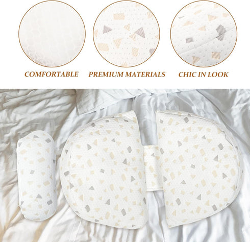 U-Shaped Maternity Pillow Lumbar Cushion for Pregnant Women Adjustable Belly Support Pillow for Sleeping and Side Lying
