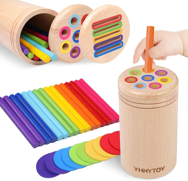 YHHYTOY Montessori Toys for 3 Year Old, Dual Play Wooden Educational Color