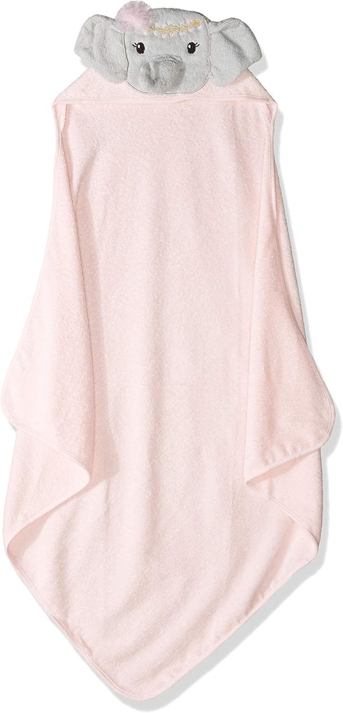 Little Treasure Unisex Baby Cotton Animal Face Hooded Towel - Blossom Elephant, One Size