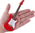 Dselvgvu Wooden Miniature Electric Guitar with Stand, Dollhouse Model Birthday Present (Red)