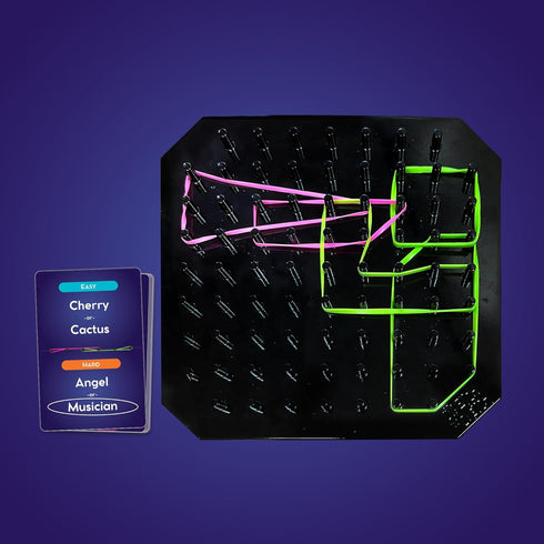 Packed 3-6 6+ Uzzle Stretch & Sketch Peg Board Game, Expert-Level Challenges, Action Rubber Band Game Players, Ages