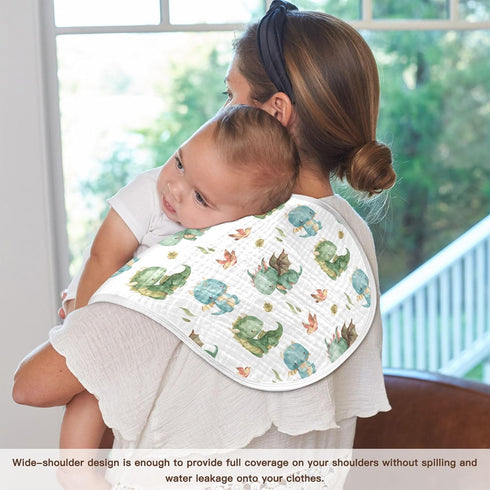 Burbuja Cute Dragon Muslin Baby Burp Cloths, Soft & Absorbent Cotton Rags for Newborn Boys & Girls, 2 Pack