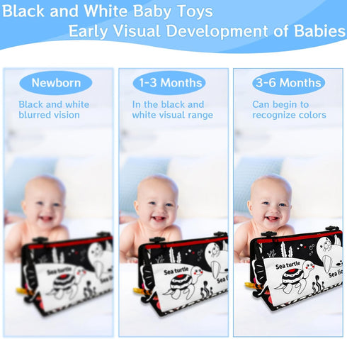 Autumety Tummy Tummy 0-3 0-6 6-12 Time Mirror Newborn Toys: Black and White Infant Time Toys Months Babies High