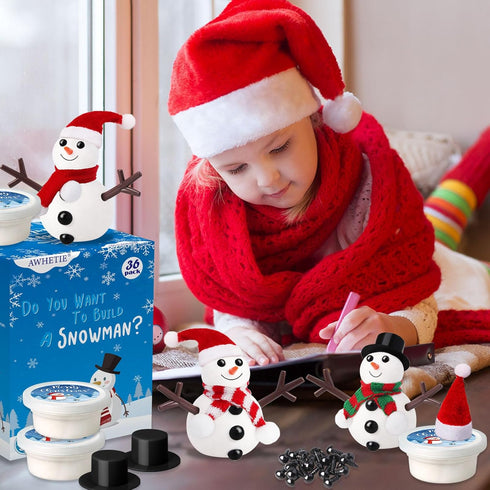36 Pack Stocking Stuffers for Kids,Christmas Crafts for Kids Bulk,Build a Snowman Crafts Kit Modeling Clay