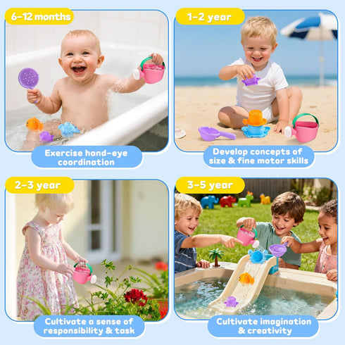 1-3 2-4 1+ 5 Fajiabao Baby Bath Toys for Kids Ages Toddler Bath Toys Mold Free for Bathtub Sand Beach Pool Water Toys