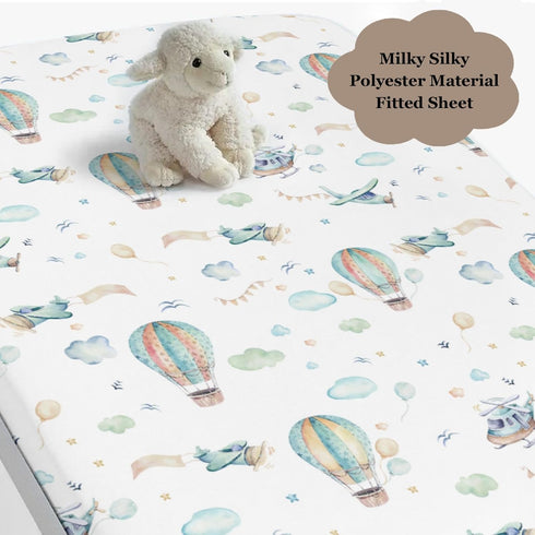 Wicbfdfv 28"x52" Watercolor Plane Hot Air Balloon Baby Crib Sheets for Boy Girl Cartoon Airplanes Cloud Stars Baby