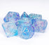 UDIXI 7PCS Polyhedral Dice Set for Dungeons and Dragons, D&D with Glitter and Cyan Swirls (Purple Cyan)
