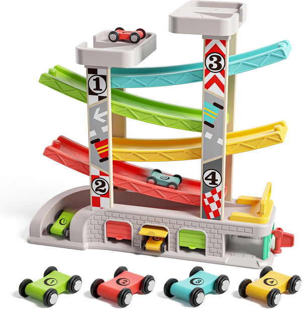 TOP BRIGHT Car Ramp Toys, Race Track Car Toy for Toddler Age