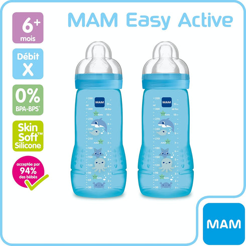 Mam 2 2nd Age 330ml Bottles, Model: Boy, 6 Months and +