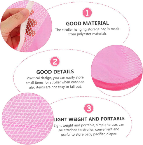 Totority 2 Pcs Stroller Side Sling Storage Bag, Mesh Bag Hanging Organizer for Stroller