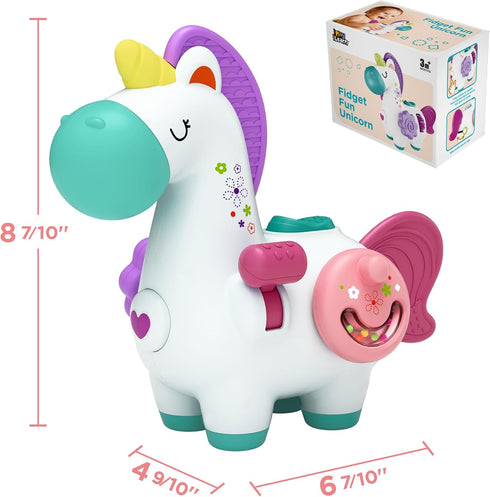 1 6-9-12-18 2 3 iPlay, iLearn Baby Unicorn Activity Cube, Infant Busy Cube Montessori Toy for Year Old, Babies Carseat