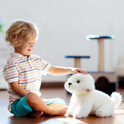 9 inches HollyHOME Maltese Stuffed Animal Realistic Maltese Dog Plush Toy Pet Fluffy Stuffed Puppy Dog Toys Gift