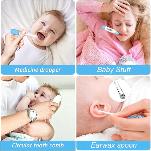 Baby Grooming Kit, Infant Safety Care Set with Hair Brush, Comb, Nail Clipper, Nasal Aspirator for Newborns