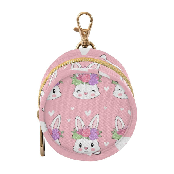 PYBUG Rabbit Round Pacifier Storage Case, Polyester & TPU Lined with Hook Buckle,