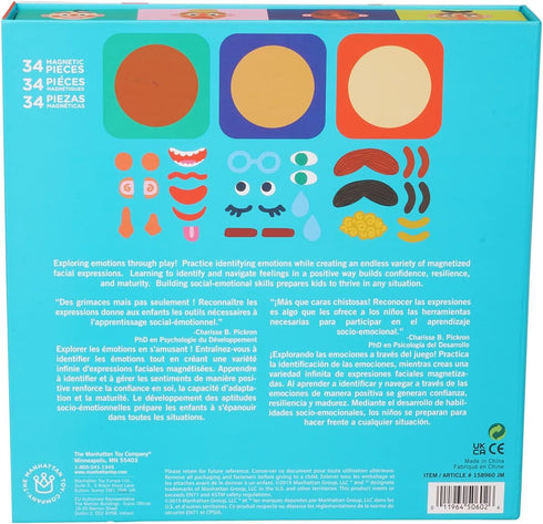 Manhattan Toy Making Faces 34-Piece Bilingual Emotion Toy for Kids 3 Years and Up, English and French Learning