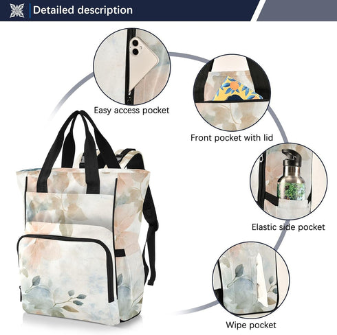 Bokkoy Backpack Ink - Wash Leaf Shadows Ultimate Diaper Bag for Moms Lightweight, Water-Resistant Baby Travel Bag