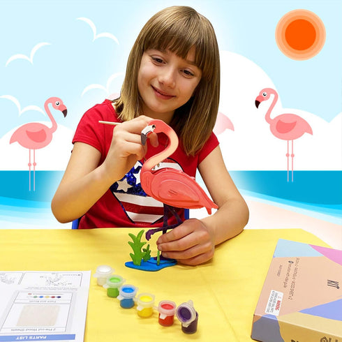 3D Paint Creat Puzzle (Carousel - 43pcs), Model Paint Kit with Brush for Kids Educational Crafts Building DIY