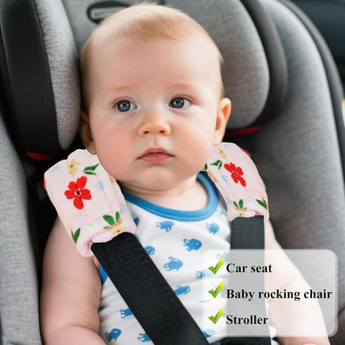 SHFGYG 2-Pack Car Seat Strap Covers, Infant Seatbelt Covers, Velvety Soft Double-Sided Use Car Seat Shoulder Strap Pads