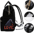 SONGTING Backpack Mommy Daypack Black Crow Love Diaper Bag Travel Waterproof Bag Nappy