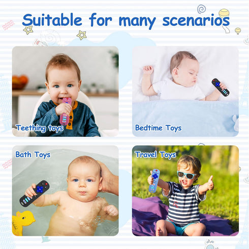 3 Pack Baby Teether Toys - TV Remote Control Shape Silicone Teething Toys for Babies 6-12 Months (Pink&Khaki&Purple)