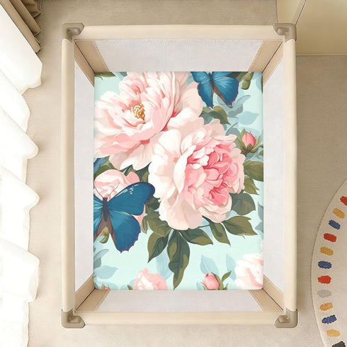 Bseiialft 52 28 Pink Peonies Leaves Floral Crib Sheets for Boys Girls Soft and Breathable Cotton Baby Sheets