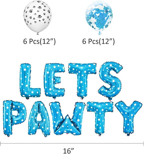 Dog Cat Birthday Party Supplies - Paw Print Balloons, Sequined Balloons, Happy Birthday Banner Decoration