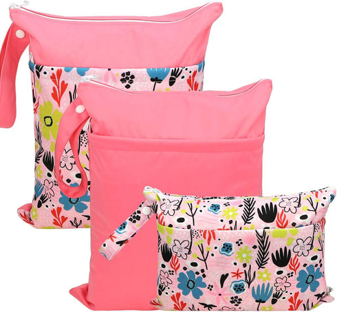 Grab and Go Wet Dry Cloth Diaper Bags -Waterproof Washable Reusable Diaper