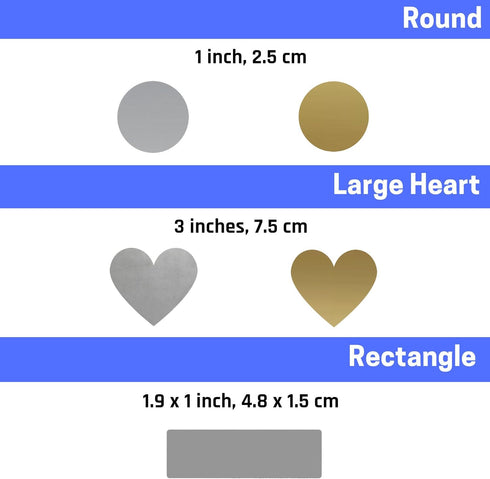 50 Pack, 3" Heart Scratch Off Stickers Labels - Gold
