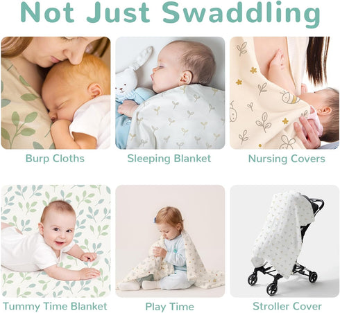 3-Pack 47" 47" Set, HECCEI Soft Large Swaddle Blankets x Muslin Swaddle Blankets for Girls & Boys, Baby Receiving