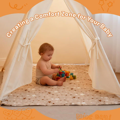 (47"x47" RongFa Teepee Tent Mat for Kids-Portable Children Play Tent Indoor Outdoor Padded Mat for Kids Play Tent Mat)