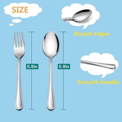 LIANYU 10-Piece Children Silverware Set, Kids Forks and Spoons Silverware Set, Stainless Steel Toddler Utensils Flatware Set, Child Cutlery Set for Home Preschools, Dishwasher Safe by LIANYU