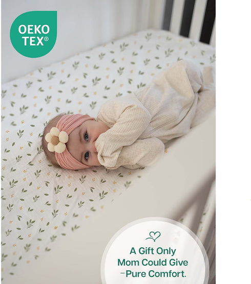 52"x28"x8" 2 Pack Mi Flor Muslin Crib Sheets Fitted Crib Sheet Soft & Breathable Cotton Baby Sheets, Crib Sheets