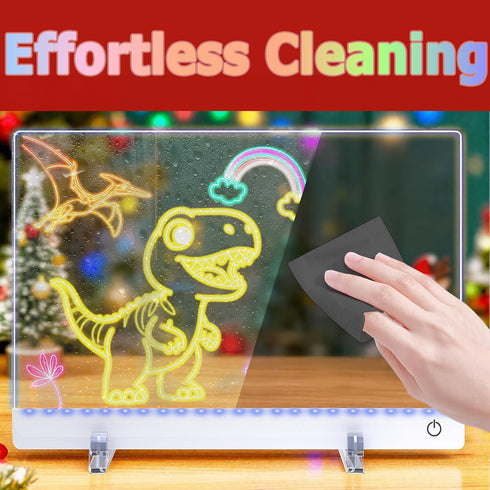 16 Inch 7 13.7"x10" 7 6-12 LED Drawing Board for Kids - USB C Rechargeable Color Light Up Acrylic Note Pad with Stand
