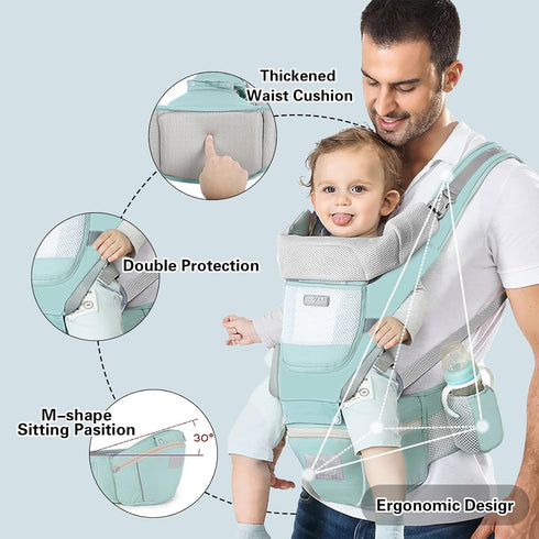 7-45lbs Baby Carrier Ergonomic Infant Carrier with Hip Seat Kangaroo Bag Soft Baby Carrier Newborn to Toddler Front