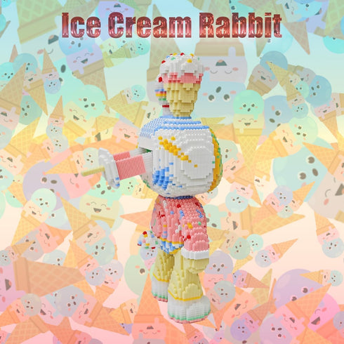 Animal Ice Cream Rabbit Micro Building Blocks Set (8000PCS, 55cm High) - Gift for Adults and Kids