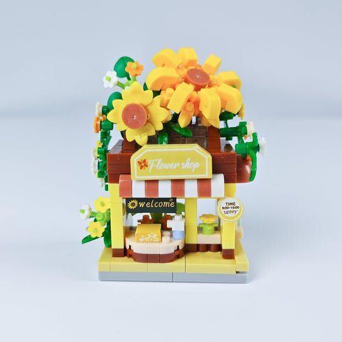 Jollcnoia Set Sunflowers Mini Flower Shop Building Toy Street City Store View Micro House Toys Festival Blocks for Home