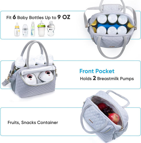 2 Pack 6 9 Oz Breastmilk Cooler Travel Bag with Wipes Dispensers & Ice - Bottle Cooler for - Breast Pump & Storage Bag