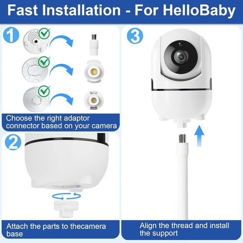 Qwwia HB6550/HB65/HB66/HB248, SM935E Damage(8 inches) Flexible Baby Monitor Mount for HelloBaby ANMEATE Baby Camera