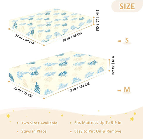 decor gift 1 Pack Fern Baby Blue Baby Crib Sheets Cotton Playard Sheet Soft Crib Mattress Sheet for Nursery Decor para