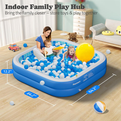Swimming 64.2x12.2 Inflatable Pool for Kids, Non-Slip Sprinkler Splash Pad for Backyard, Thickened PVC Kiddie Pool