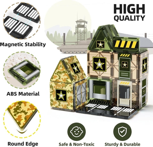 GobiDex Magnetic Tiles Army Toys, Magnet Tiles Building Blocks for Toddlers Montessori Learning Toys