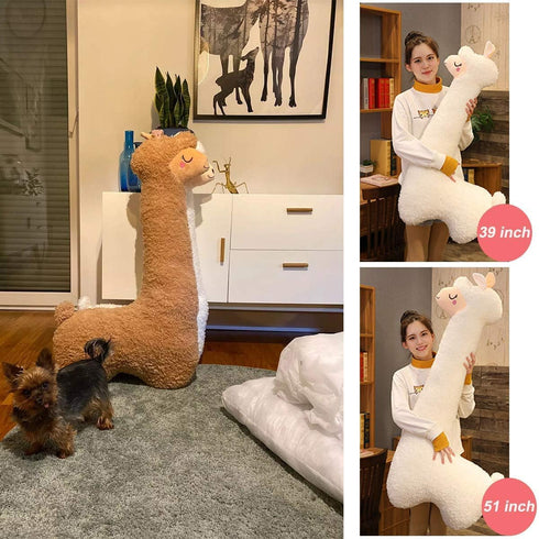 Hofun4U 51 Inch Llama Plush Pillow, Alpaca Stuffed Animal, Christmas Holiday Birthday Gift (Brown)