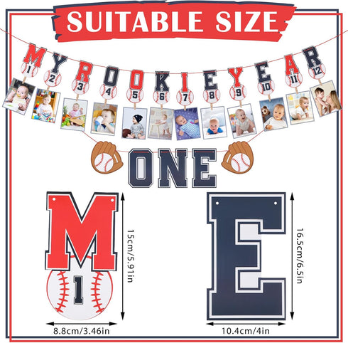 2 1st 1st Geyee Pcs Monthly Photo Baseball Birthday Banner Rookie of the Year Birthday Banner Year Picture One High
