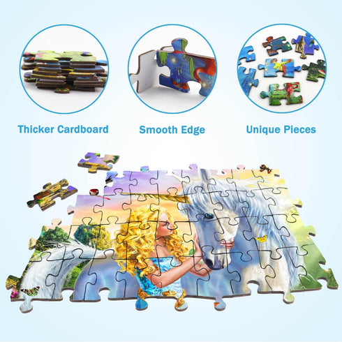 Puzzles for Kids Ages 8-10 - Princess & Unicorn 200 Piece Jigsaw Puzzles for Kids and Adults, Educational Toys