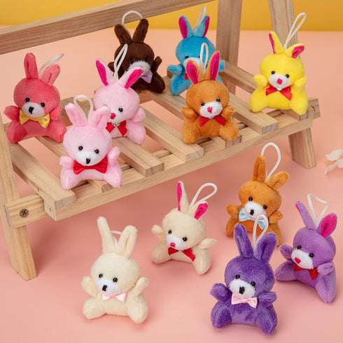 24 Pcs Filled Easter Eggs with Plush Bunny,Colorful Easter Eggs Prefilled with Plush Bunnies,Plush Animals Stuffed Toy