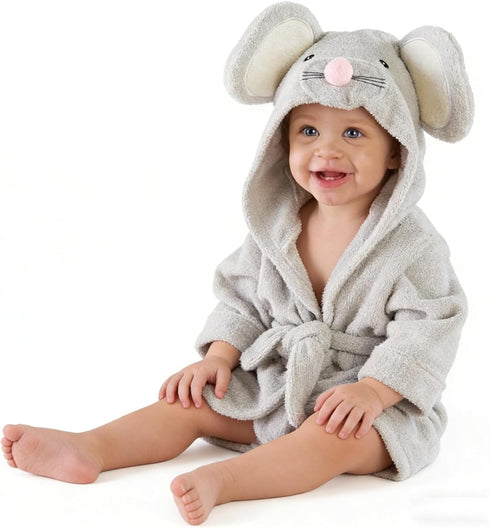 Unisex Infant Hooded Bathrobe Towel for Baby Boys - Ultra Absorbent Terry Fabric