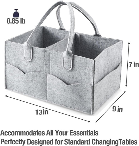 PandaEar Baby Diaper Caddy Organizer, Portable Diaper Holder Organizer Nursery Storage Basket for Wipes & baby stuff, Collapsible Baby Organizer with Divided Design (Grey) by PandaEar