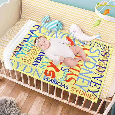 60x50inch D-Story Personalized Baby Blankets with Names, Custom Baby Girls Blanket Initial Swaddle Blanket