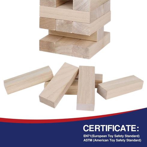 3.2 60pcs GOTHINK Giant Tumble Tower Game, Large Tumbling Tower Stacking to Over FT Wooden Jumbo Blocks for Outside