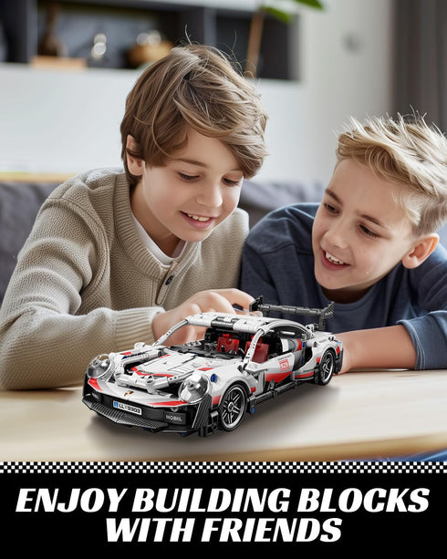 1:18 Sets 455 Nueris Technic Super Sports Cars Model - PCS Black Gold MOC Building Block Car Raceing Engineering Toys